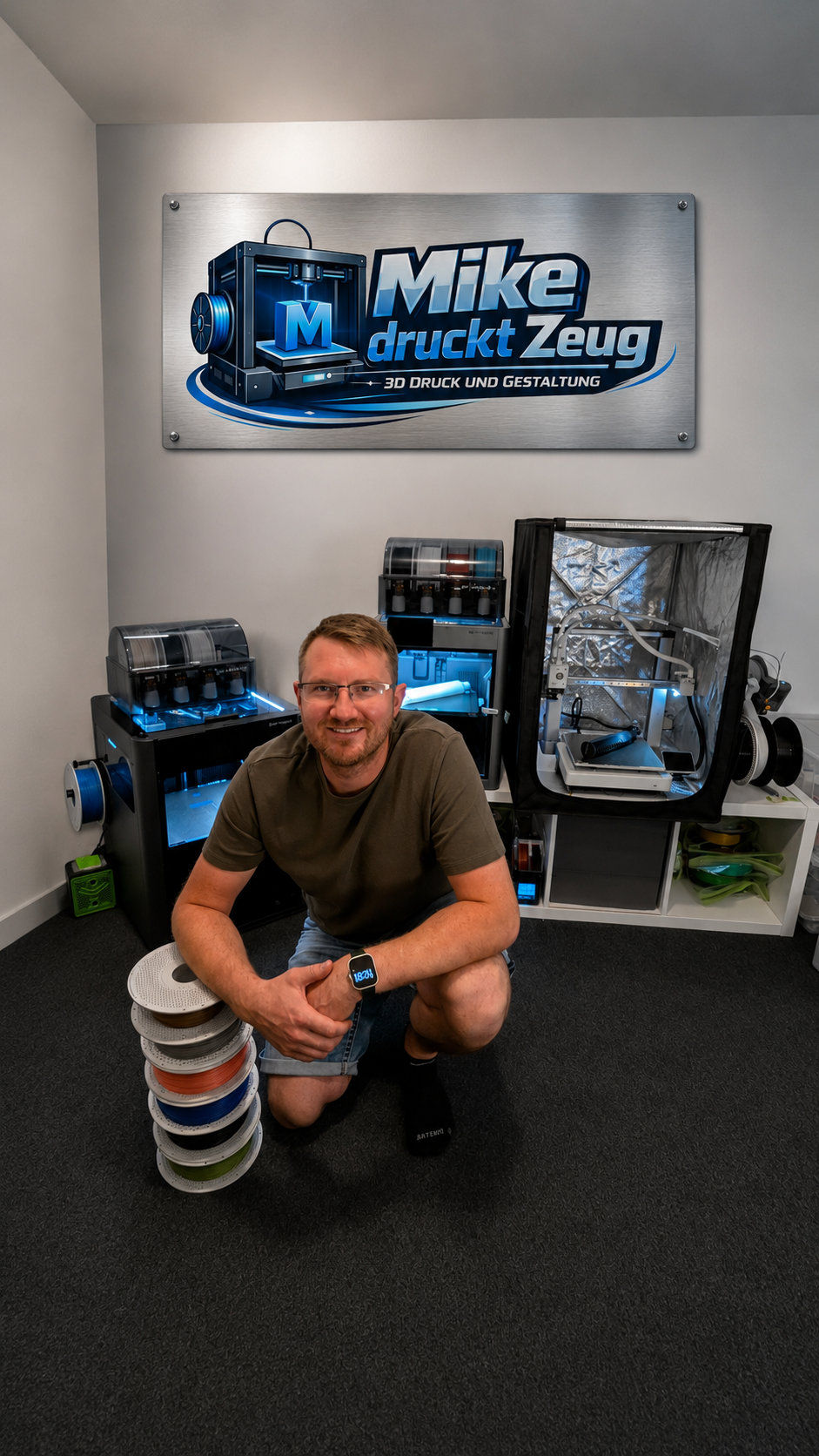 Das ist Mike, der Gründer von Mike druckt Zeug.